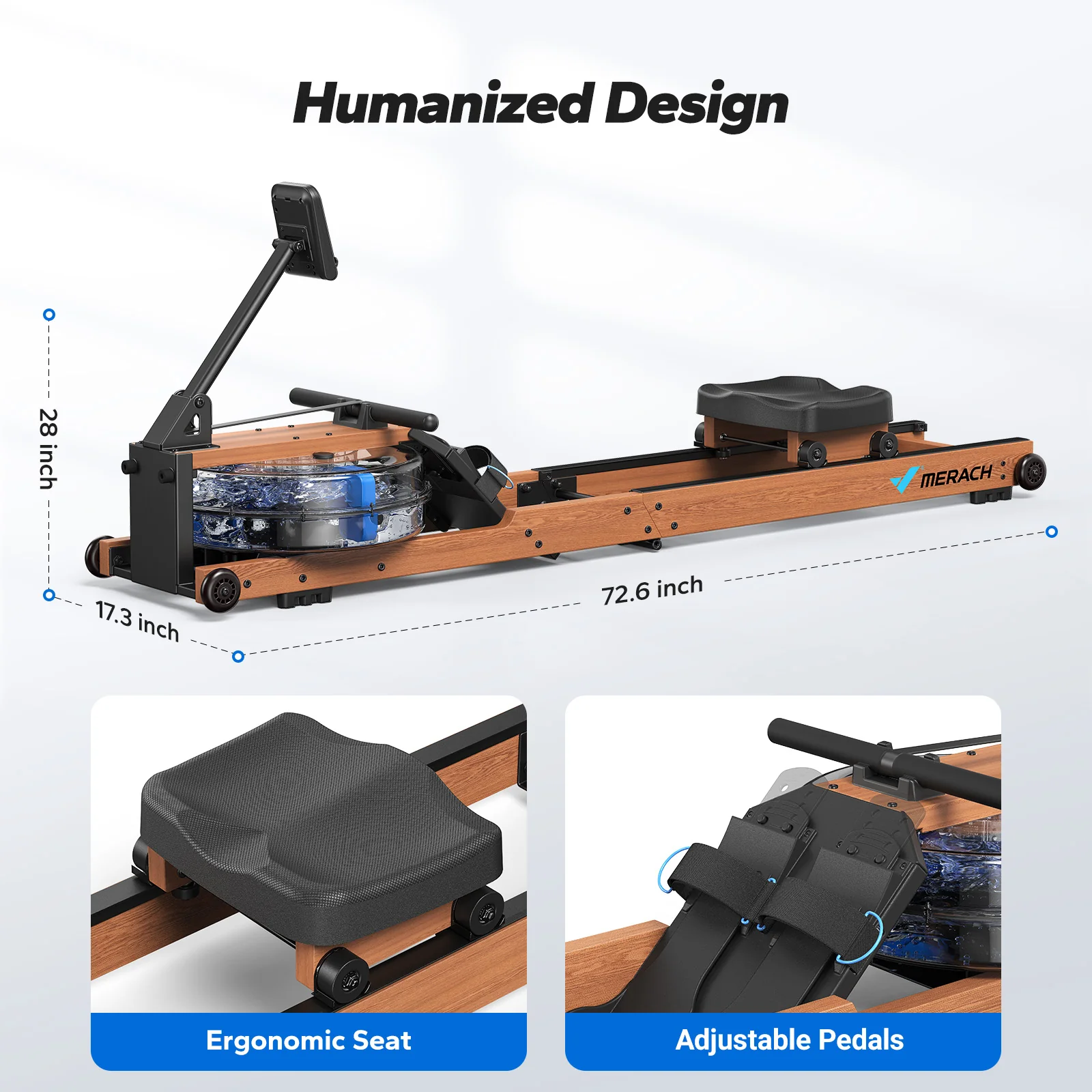 CoreRow R28 Wooden Water Rowing Machine for Beginners - Image 3