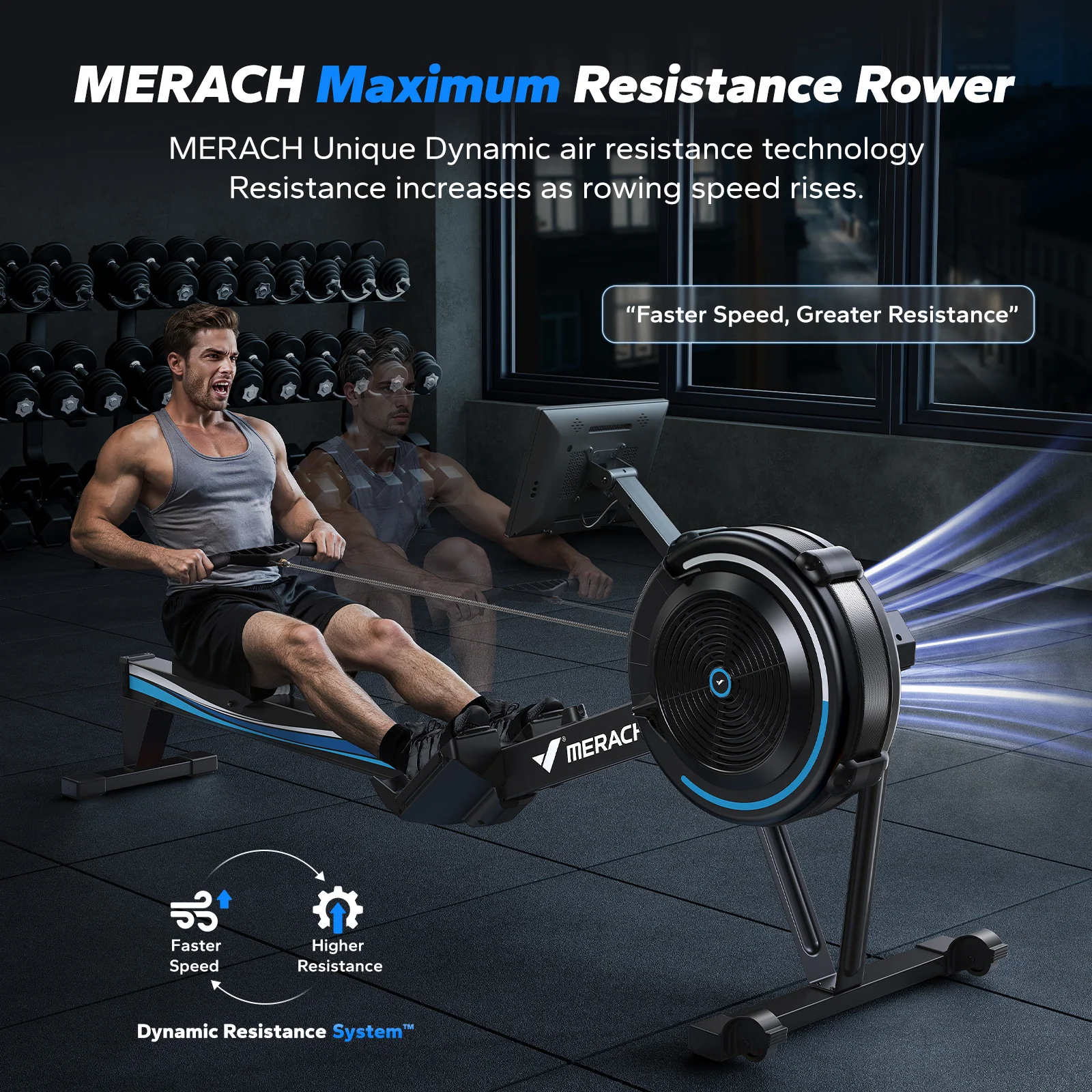 NovaRow R50 Aura Air Immersive Rowing Machine with HD Display - Image 8