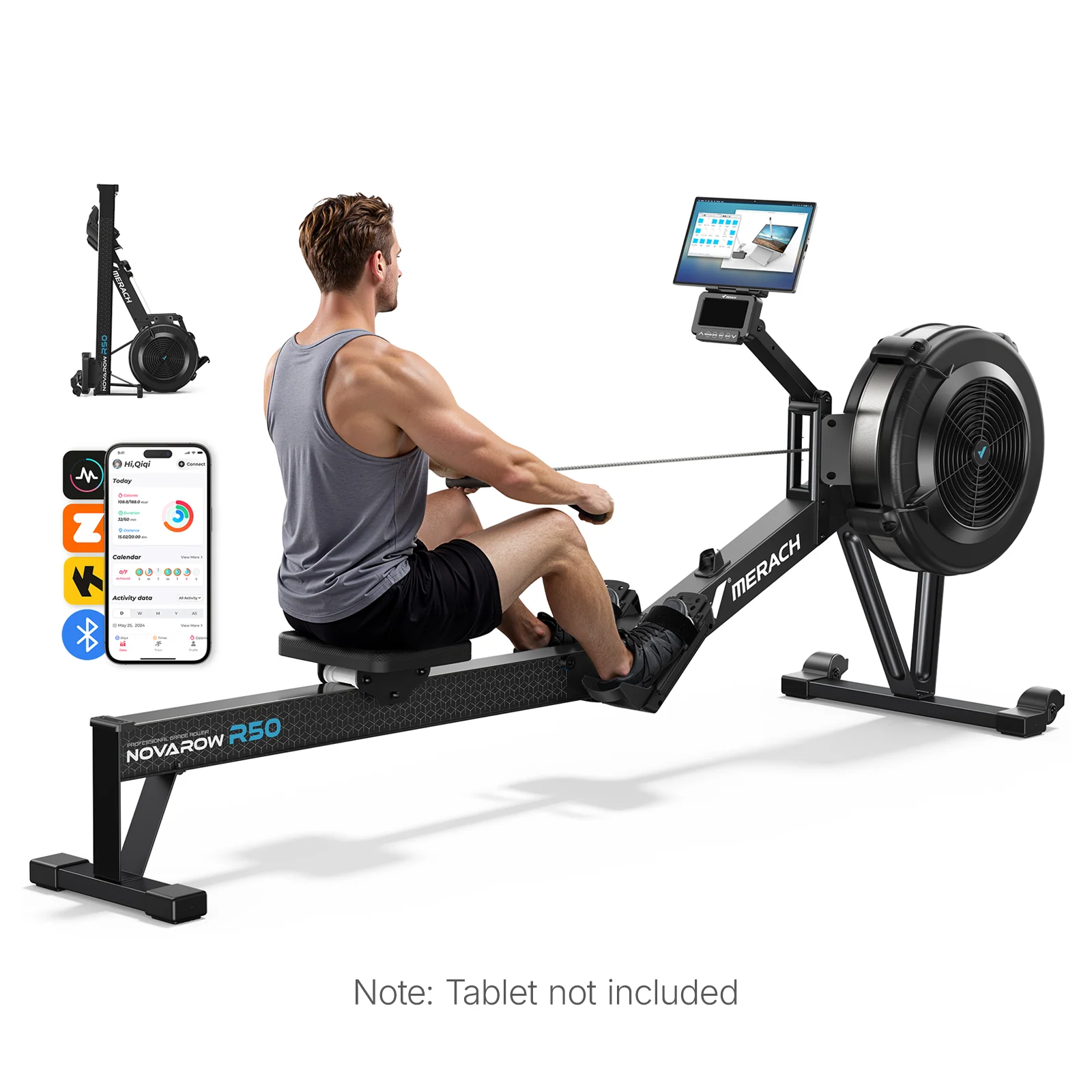NovaRow R50 Pro Air Rower with Upgraded Backlit Monitor - Image 9