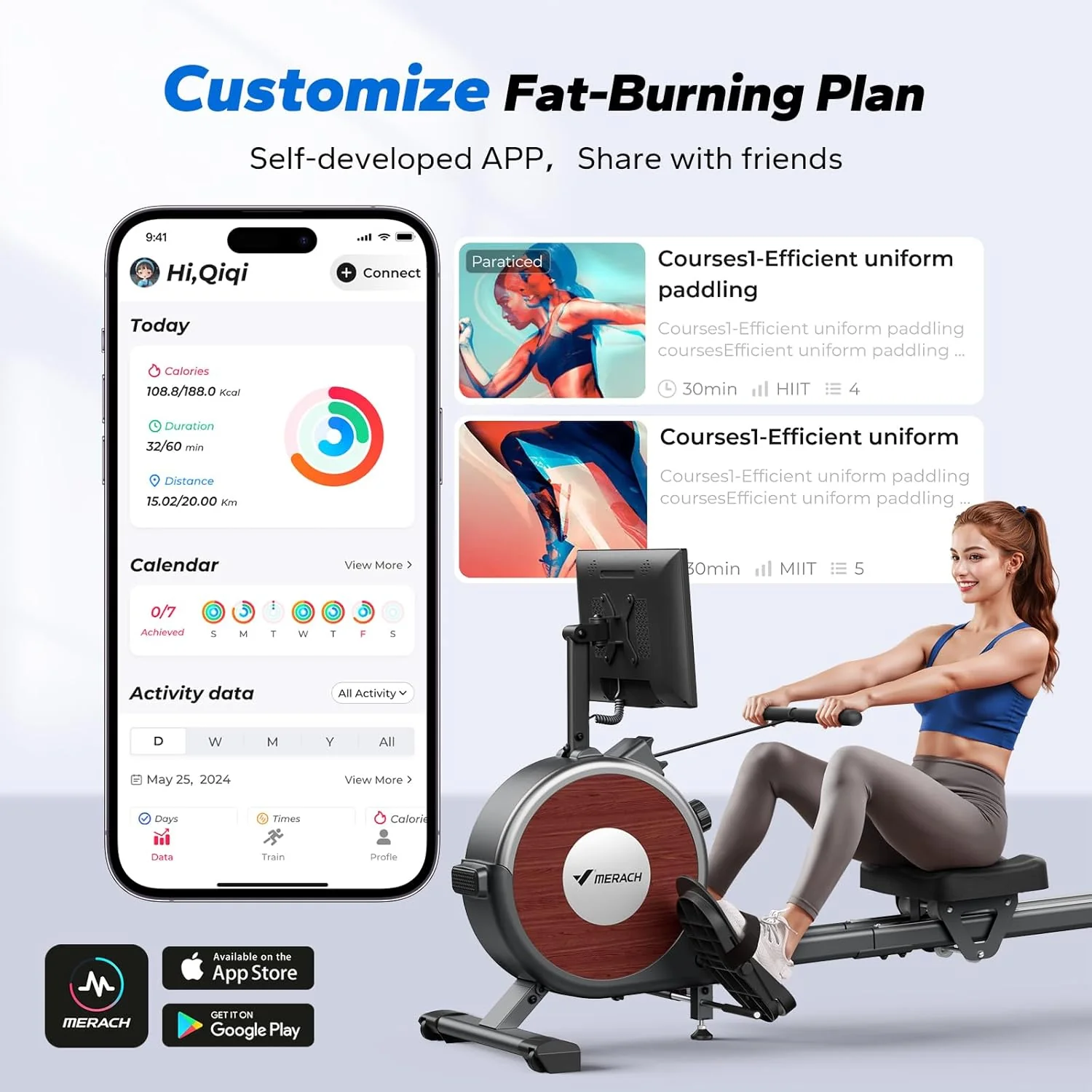 Q1S Interactive Rowing Machine with 15.6" HD Display - Image 4