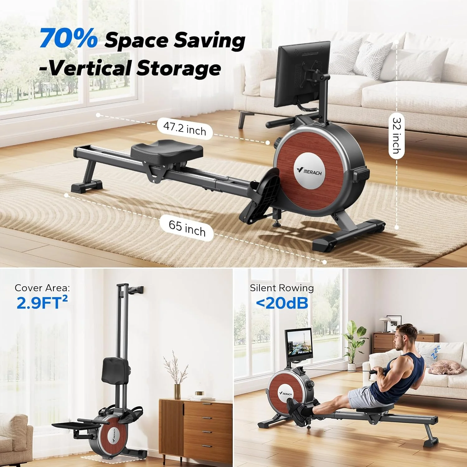 Q1S Interactive Rowing Machine with 15.6" HD Display - Image 7