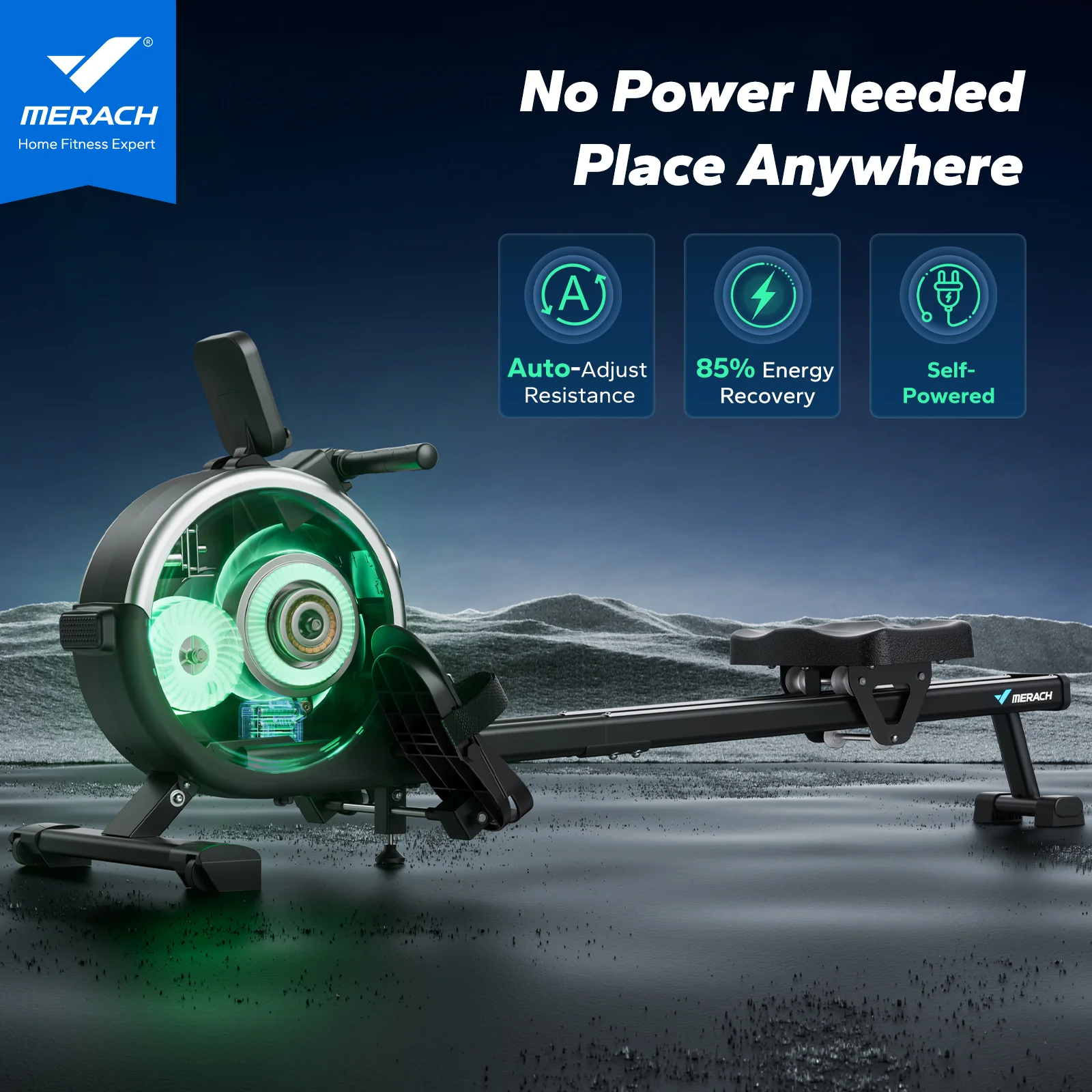 Q1S Self-Powered Auto Magnetic Rower - Image 3