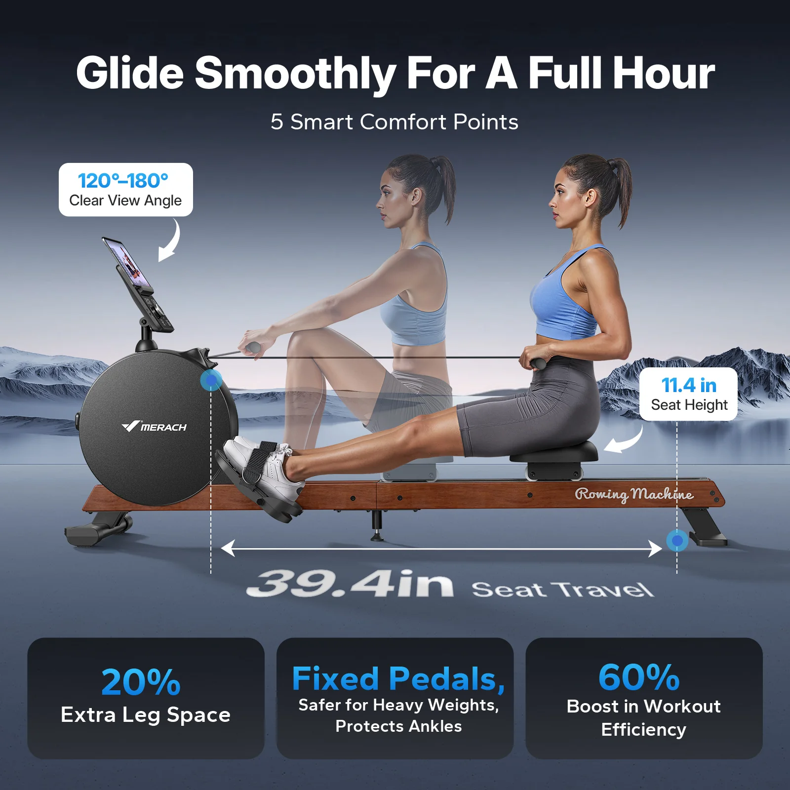 NovaRow R7 Self-powered Magnetic Rowing Machine for Beginners with LED Display - Image 7