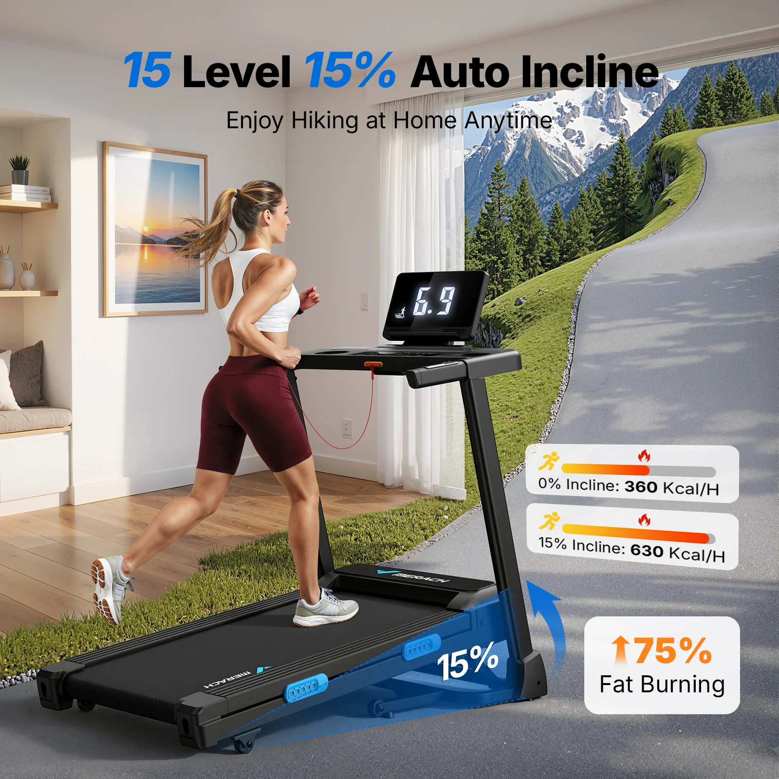 T12 Foldable Treadmill with 15% Auto Incline - Image 2
