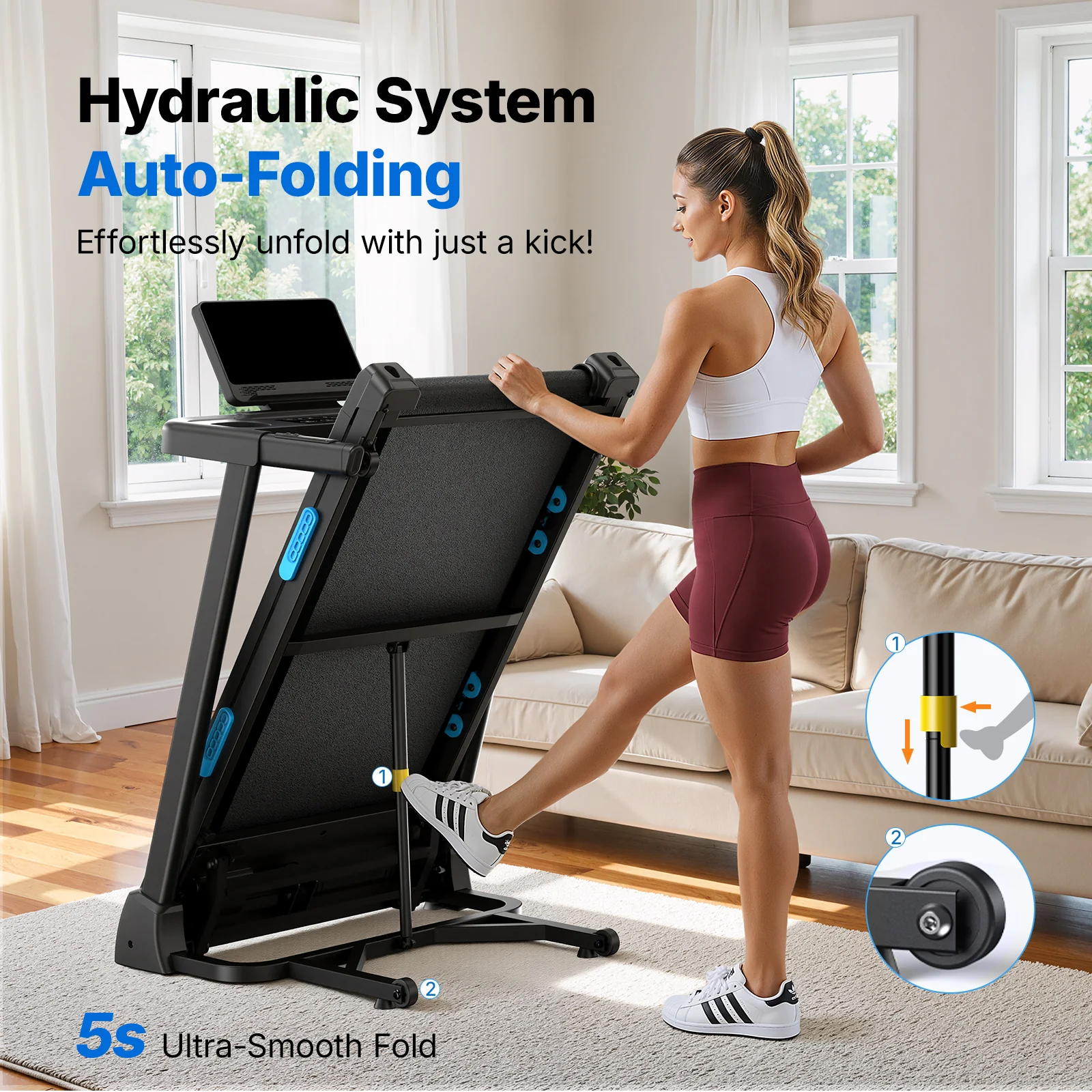 T12 Foldable Treadmill with 15% Auto Incline - Image 3